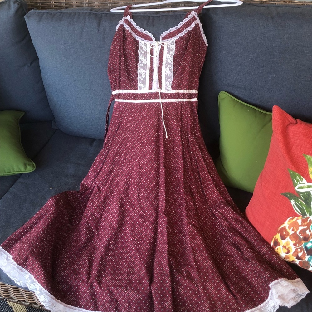 Gunne Sax Maroon Prairie Sundress Size 9
